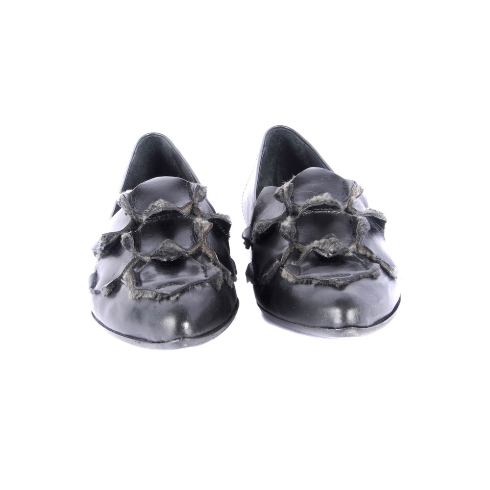 Ink flat Slip on moccasin in black Sherling - Picture 4 of 8